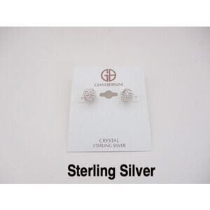 1990 NEW Giani Bernini Sterling Silver Crystal Inlaid Disco Ball Stud Earrings